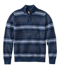L.L.BeanMen's Organic Cotton Waffle Sweater, Quarter Zip, Stripe
