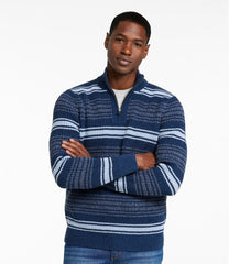 L.L.BeanMen's Organic Cotton Waffle Sweater, Quarter Zip, Stripe