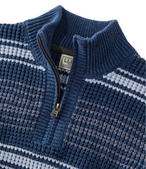 L.L.BeanMen's Organic Cotton Waffle Sweater, Quarter Zip, Stripe