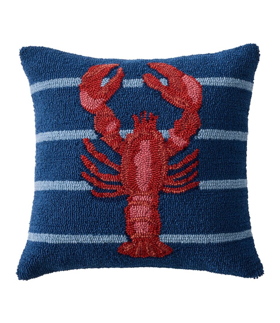 L.L.BeanIndoor/Outdoor Hooked Pillow, 18x18 Lobster
