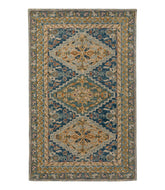 L.L.BeanBordered Medallion Wool Tufted Rug, Blue Multi