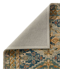 L.L.BeanBordered Medallion Wool Tufted Rug, Blue Multi