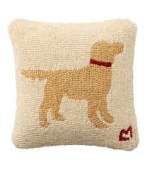 L.L.BeanWool Hooked Throw Pillow, Yellow Dog, 14" x 14"