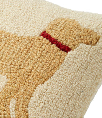 L.L.BeanWool Hooked Throw Pillow, Yellow Dog, 14" x 14"