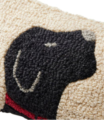 L.L.BeanWool Hooked Throw Pillow, Black Labrador, 8" x 12"