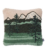 L.L.BeanWool Hooked Throw Pillow, Mountains, 14" x 14"
