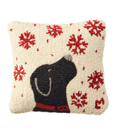 L.L.BeanWool Hooked Throw Pillow, Snowflake Black Lab, 14" x 14"