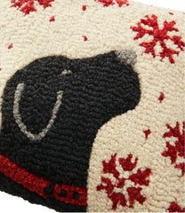 L.L.BeanWool Hooked Throw Pillow, Snowflake Black Lab, 14" x 14"