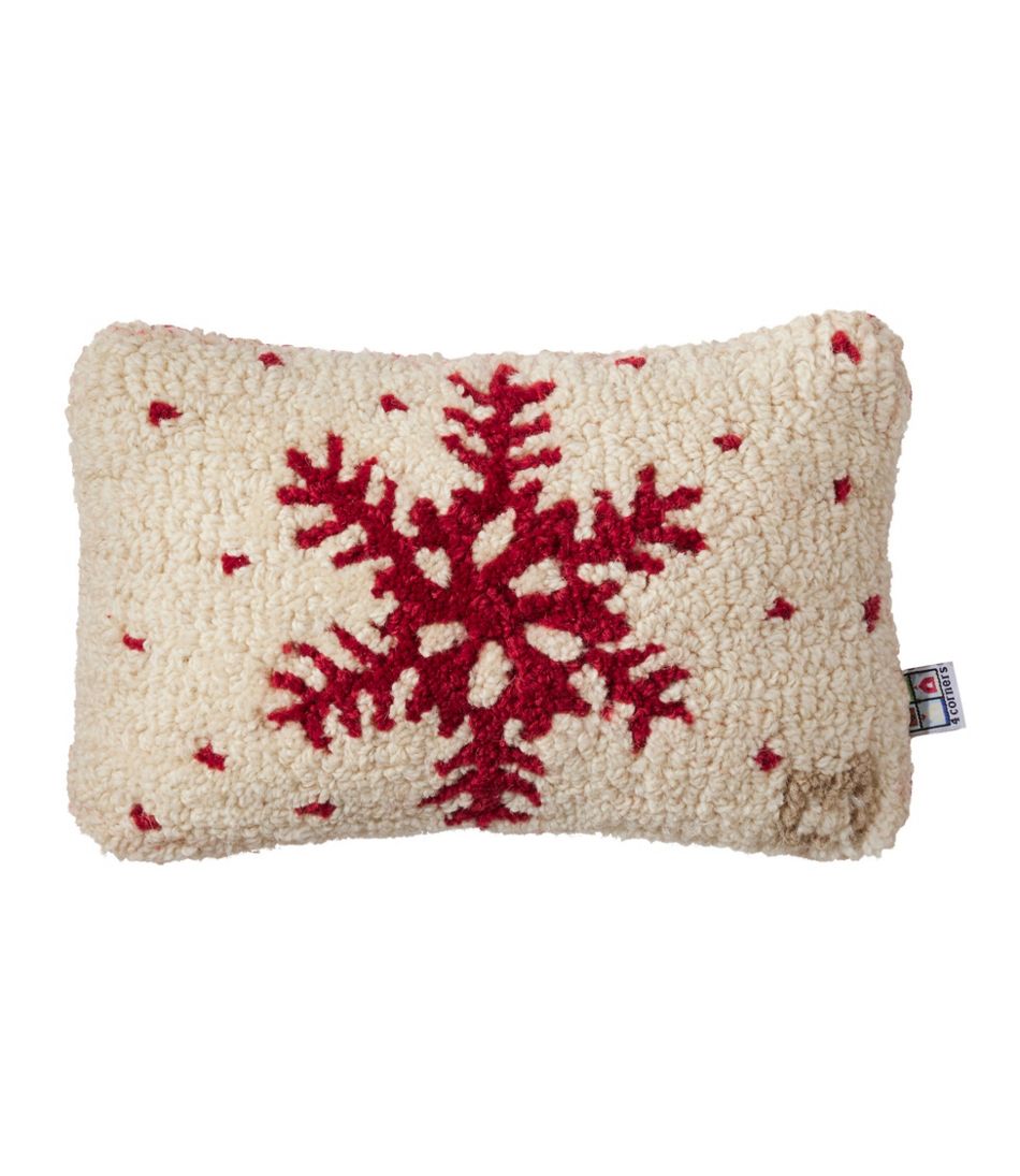 L.L.BeanWool Hooked Throw Pillow, Red Flake, 8" x 12"