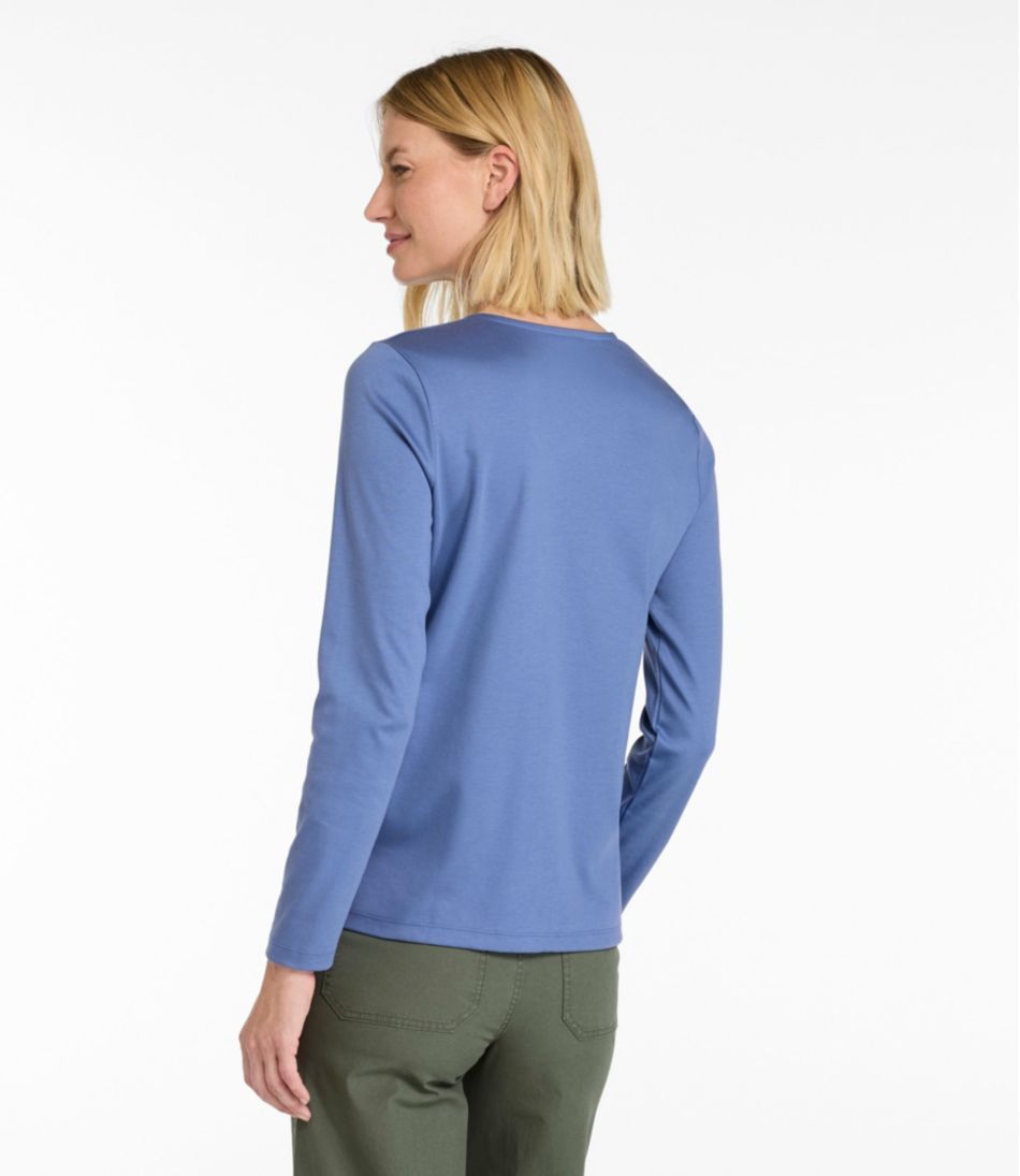 L.L.BeanWomen's Pima Cotton Tee, Long-Sleeve Crewneck Cardigan