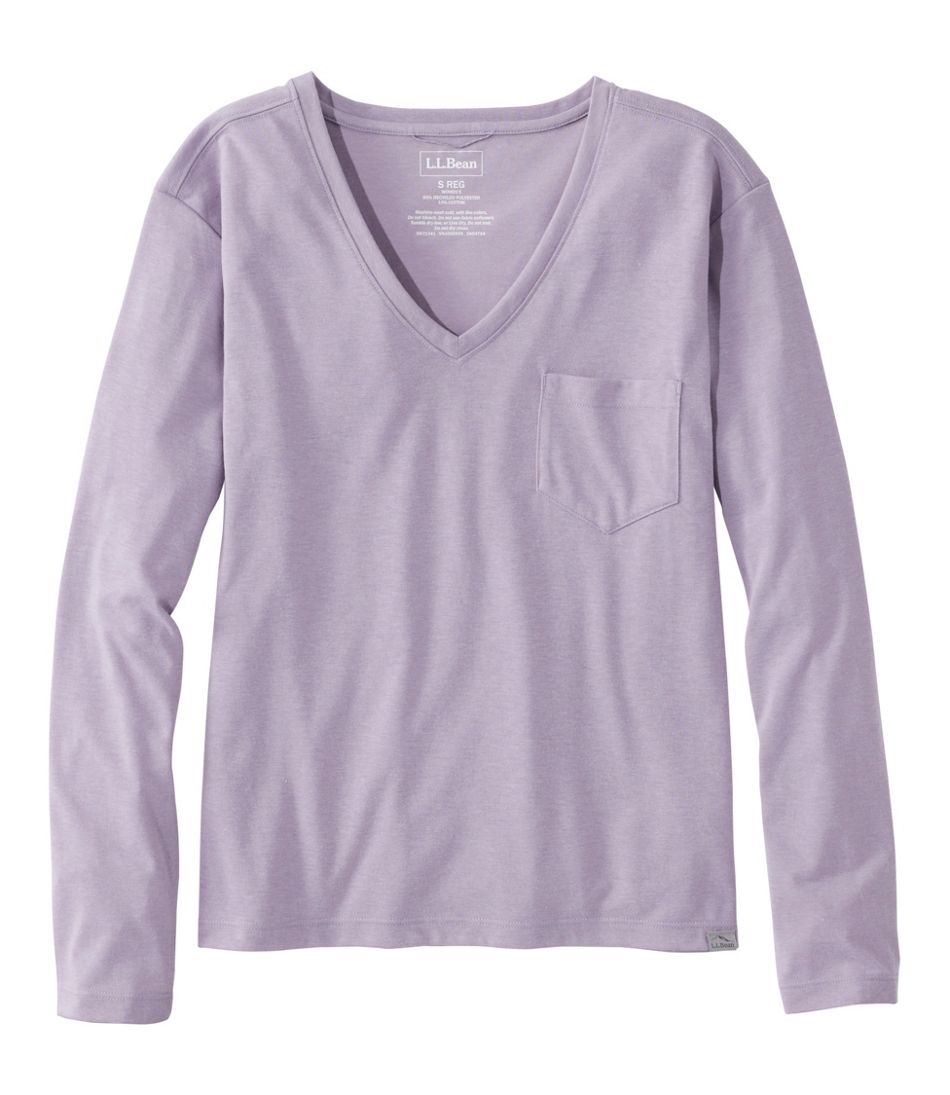 L.L.BeanWomen's Vista Camp V-Neck Pocket Tee, Long-Sleeve