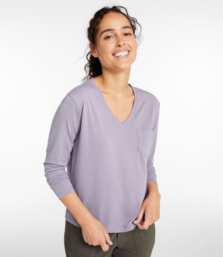 L.L.BeanWomen's Vista Camp V-Neck Pocket Tee, Long-Sleeve