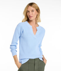 L.L.BeanWomen's Sunwashed Waffle Sweater, Splitneck
