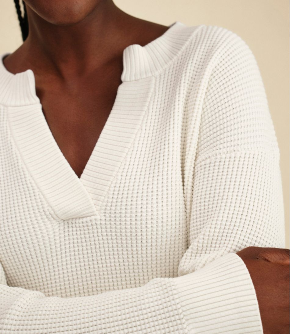 L.L.BeanWomen's Sunwashed Waffle Sweater, Splitneck