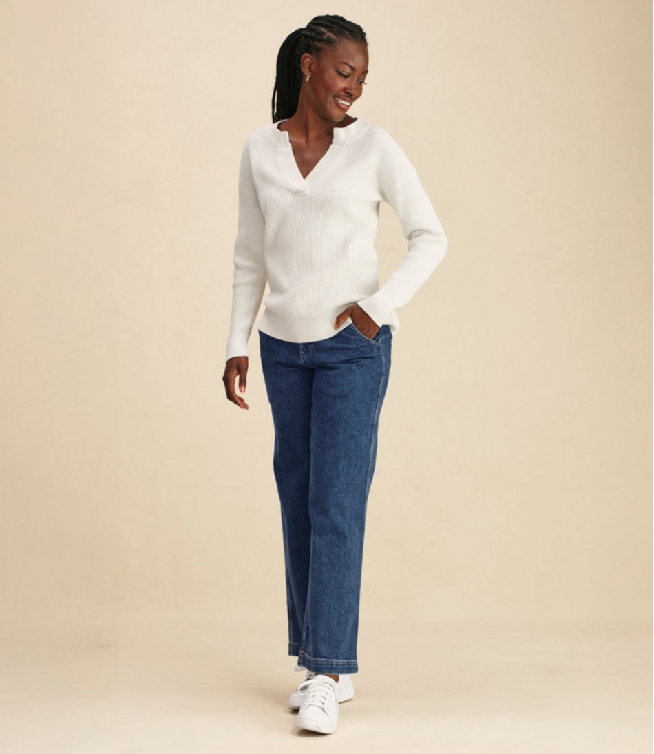 L.L.BeanWomen's Sunwashed Waffle Sweater, Splitneck