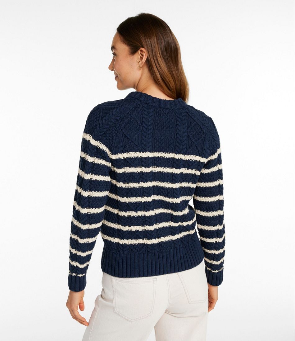 L.L.BeanWomen's Signature Cotton Fisherman Sweater, Crewneck Stripe
