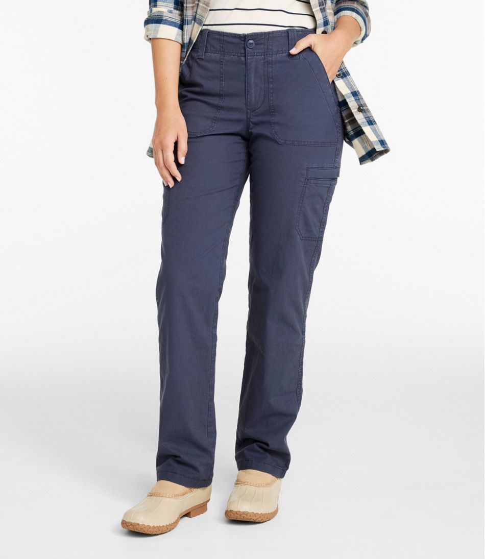 L.L.BeanWomen's 207 Vintage Cotton Canvas Pants, Mid-Rise Straight-Leg Cargo Lined