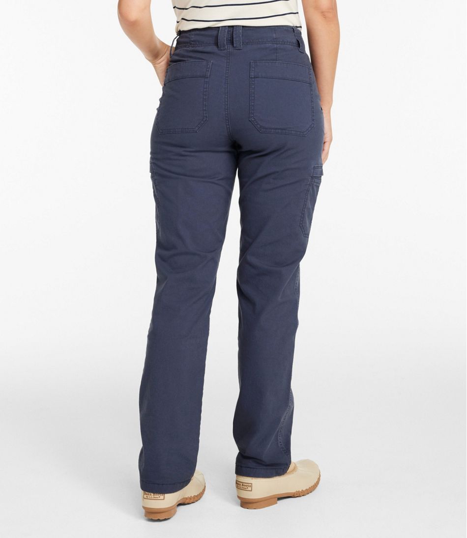 L.L.BeanWomen's 207 Vintage Cotton Canvas Pants, Mid-Rise Straight-Leg Cargo Lined