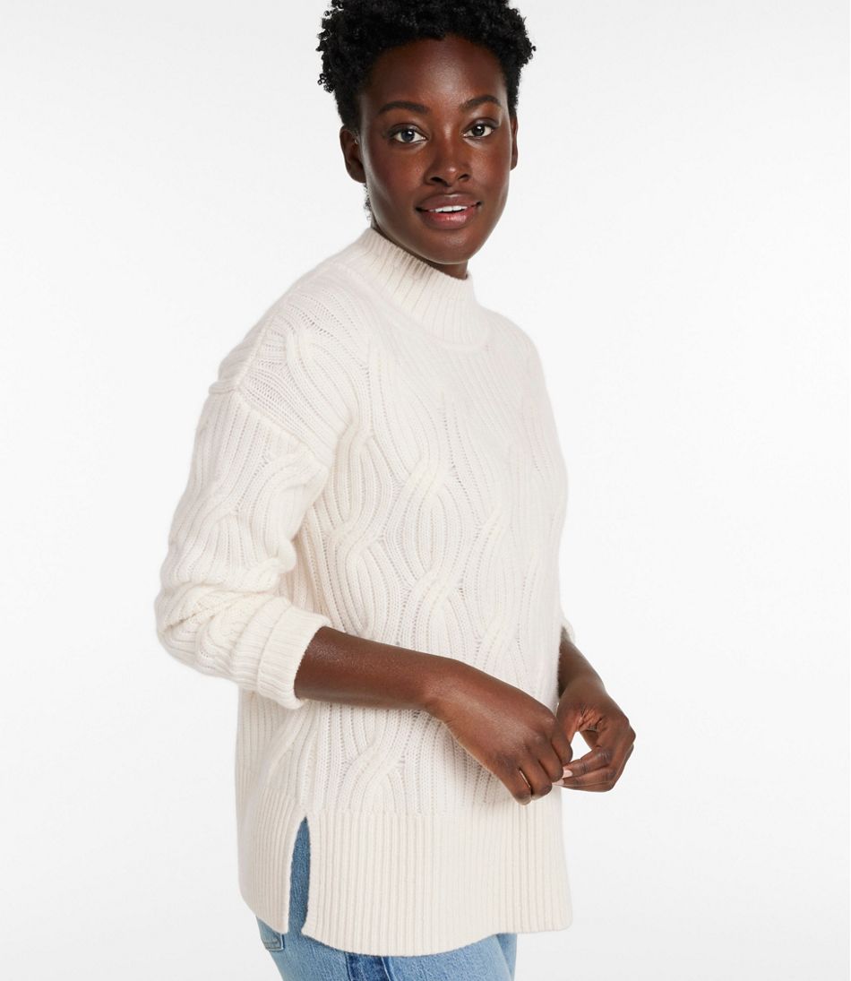 L.L.BeanWomen's Signature Premium Cashmere Cable Sweaters, Mockneck