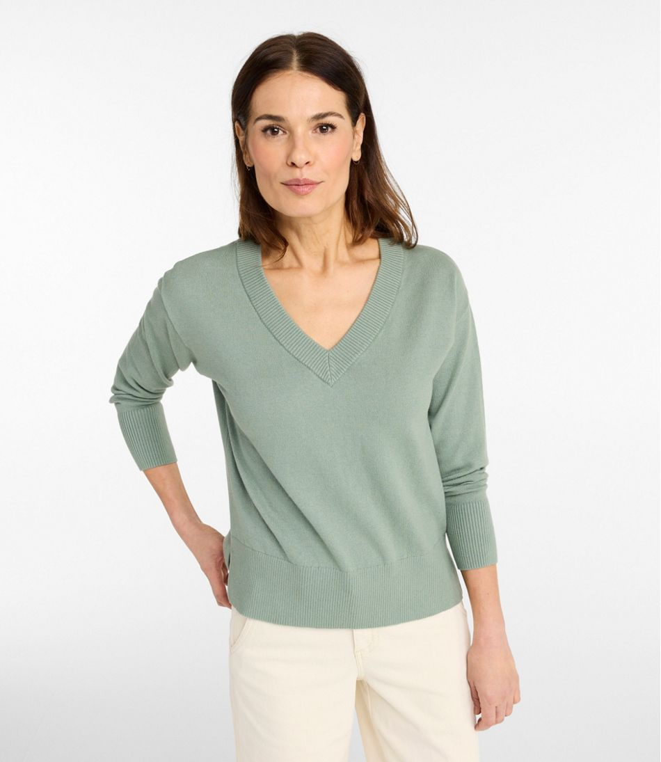 L.L.BeanWomen's Cotton/Cashmere Sweater, V-Neck