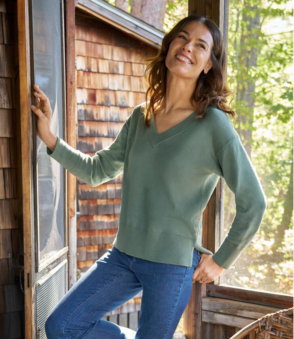 L.L.BeanWomen's Cotton/Cashmere Sweater, V-Neck