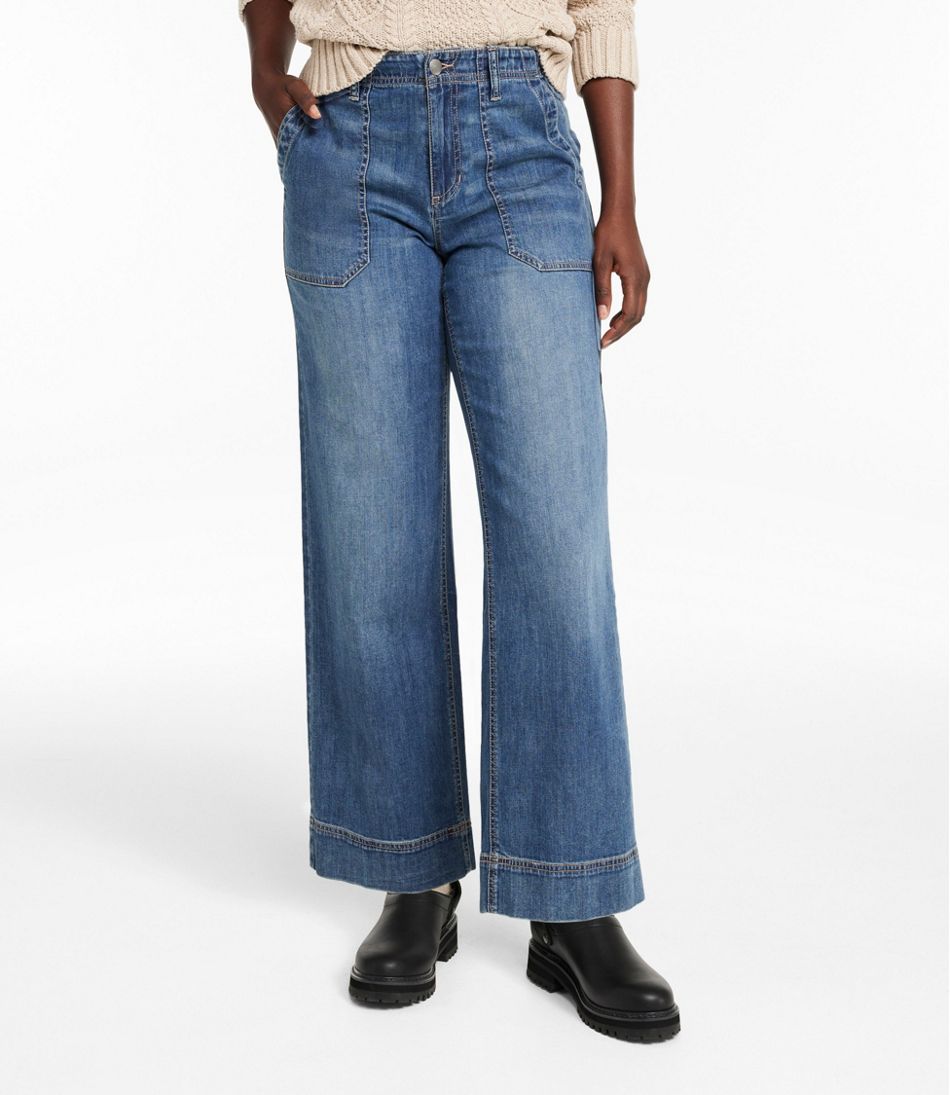 L.L.BeanWomen's Signature Utility Jeans, Mid-Rise Wide-Leg Ankle