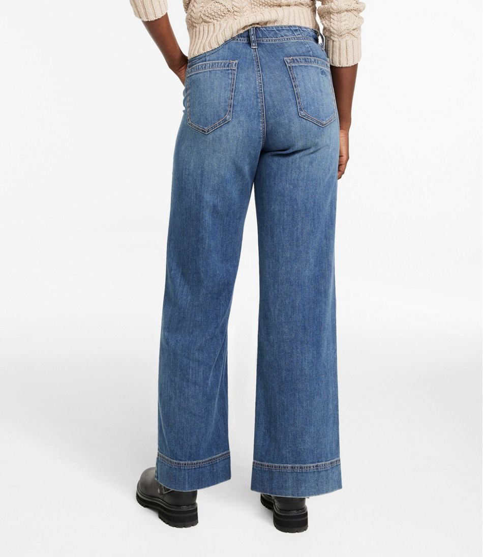 L.L.BeanWomen's Signature Utility Jeans, Mid-Rise Wide-Leg Ankle