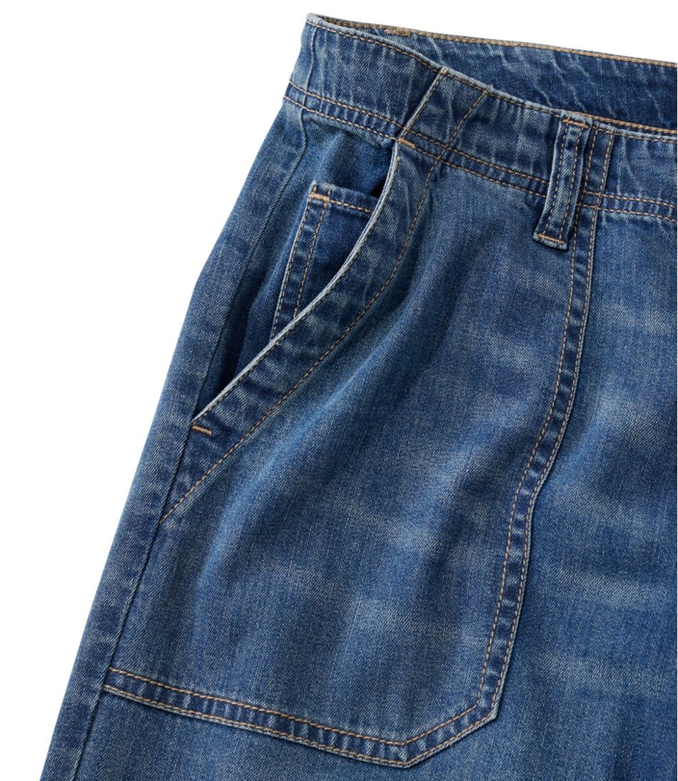 L.L.BeanWomen's Signature Utility Jeans, Mid-Rise Wide-Leg Ankle