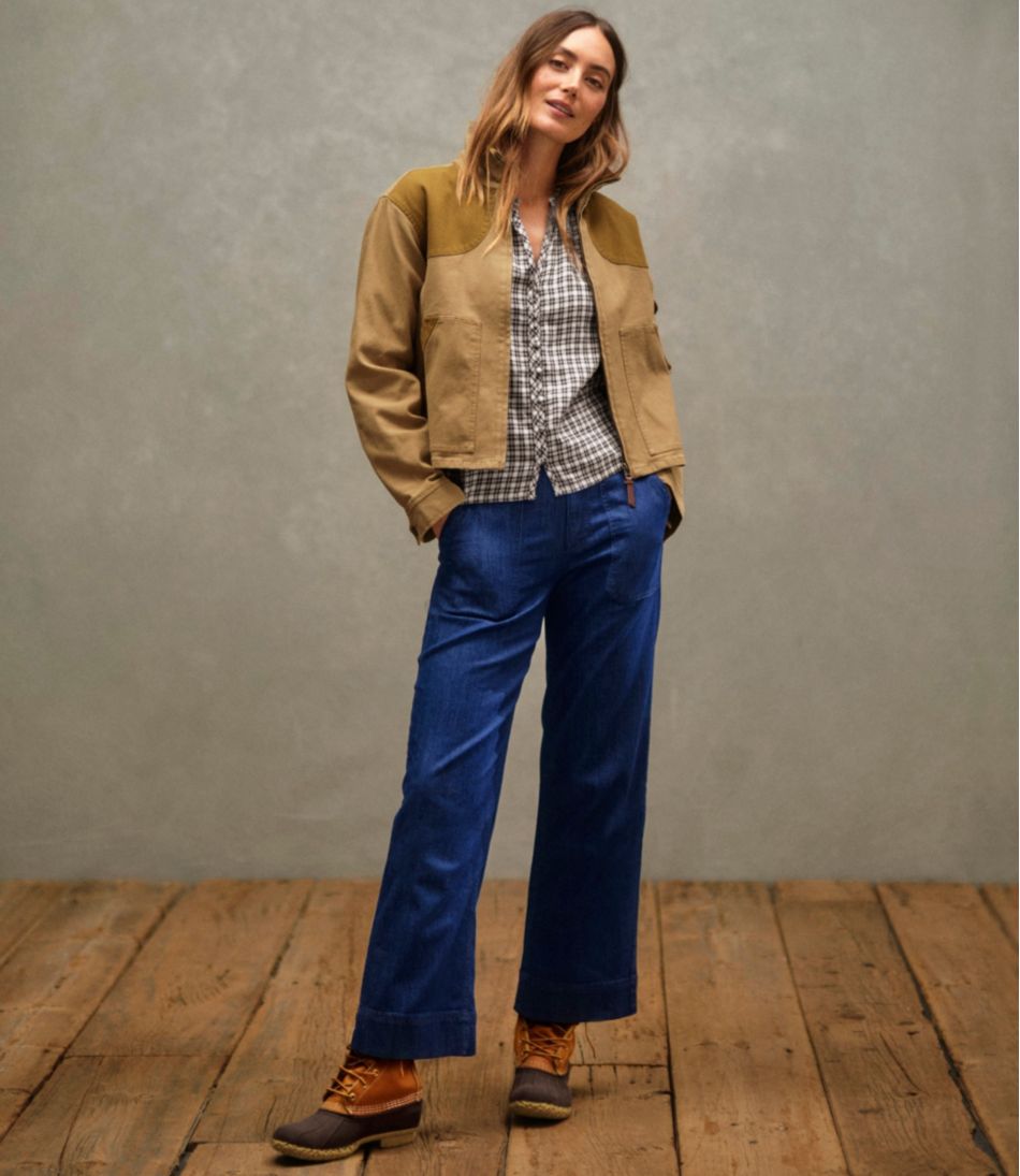 L.L.BeanWomen's Signature Utility Jeans, Mid-Rise Wide-Leg Ankle