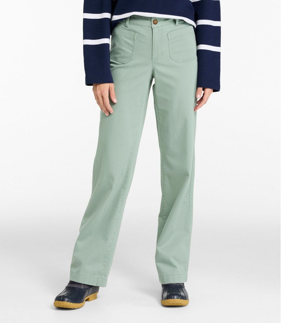 L.L.BeanWomen's Comfort Stretch Patch Pocket Pants, Mid-Rise Wide Straight-Leg Chino