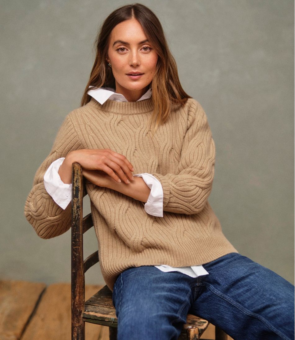 L.L.BeanWomen's Signature Premium Cashmere Cable Sweater, Crewneck