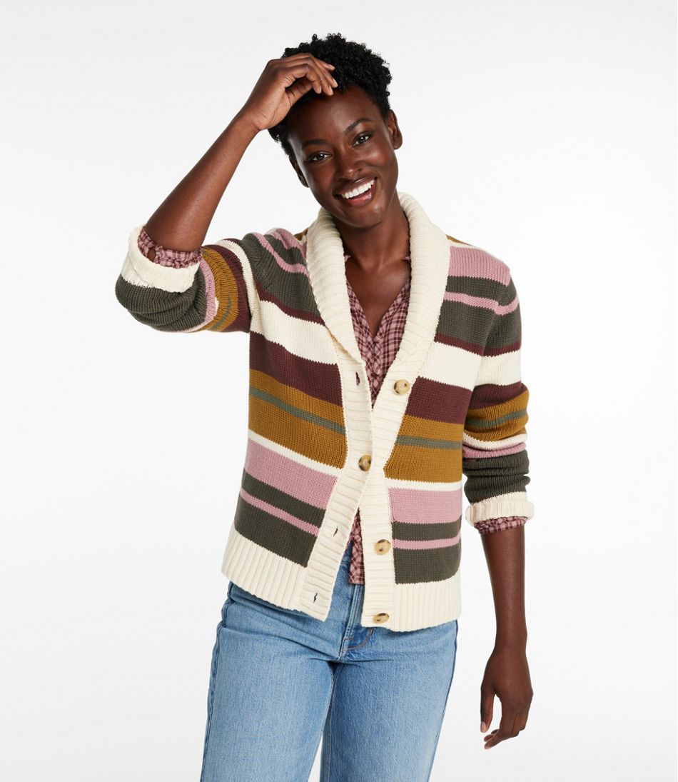L.L.BeanWomen's Signature Original Cotton Sweater, Shawl Cardigan Stripe
