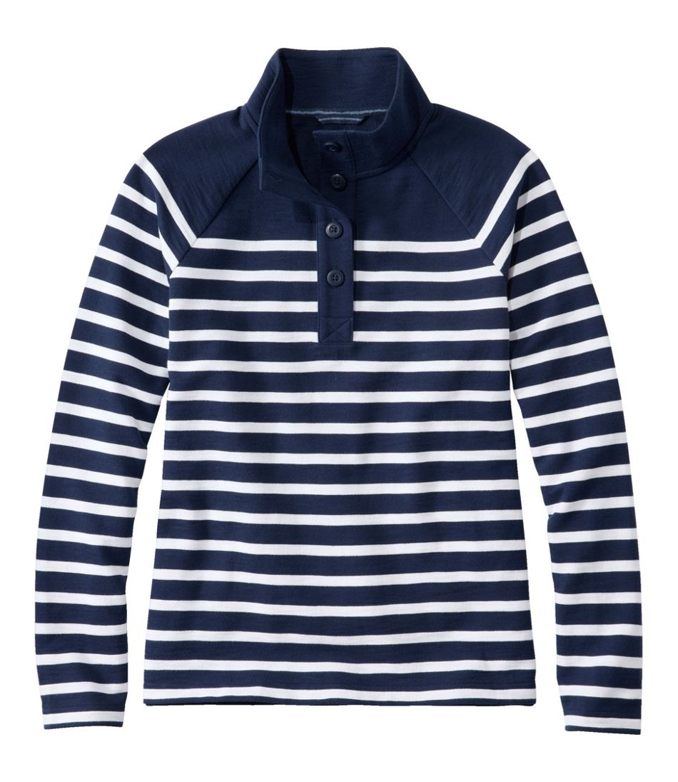 L.L.BeanWomen's Peaks Island Button Mockneck, Stripe