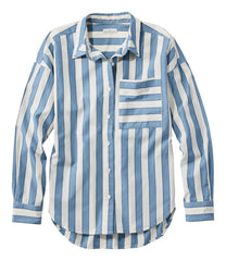 L.L.BeanWomen's Signature Premium Essential Poplin Shirt, Long-Sleeve Novelty Stripe