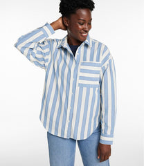 L.L.BeanWomen's Signature Premium Essential Poplin Shirt, Long-Sleeve Novelty Stripe