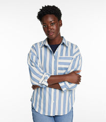 L.L.BeanWomen's Signature Premium Essential Poplin Shirt, Long-Sleeve Novelty Stripe