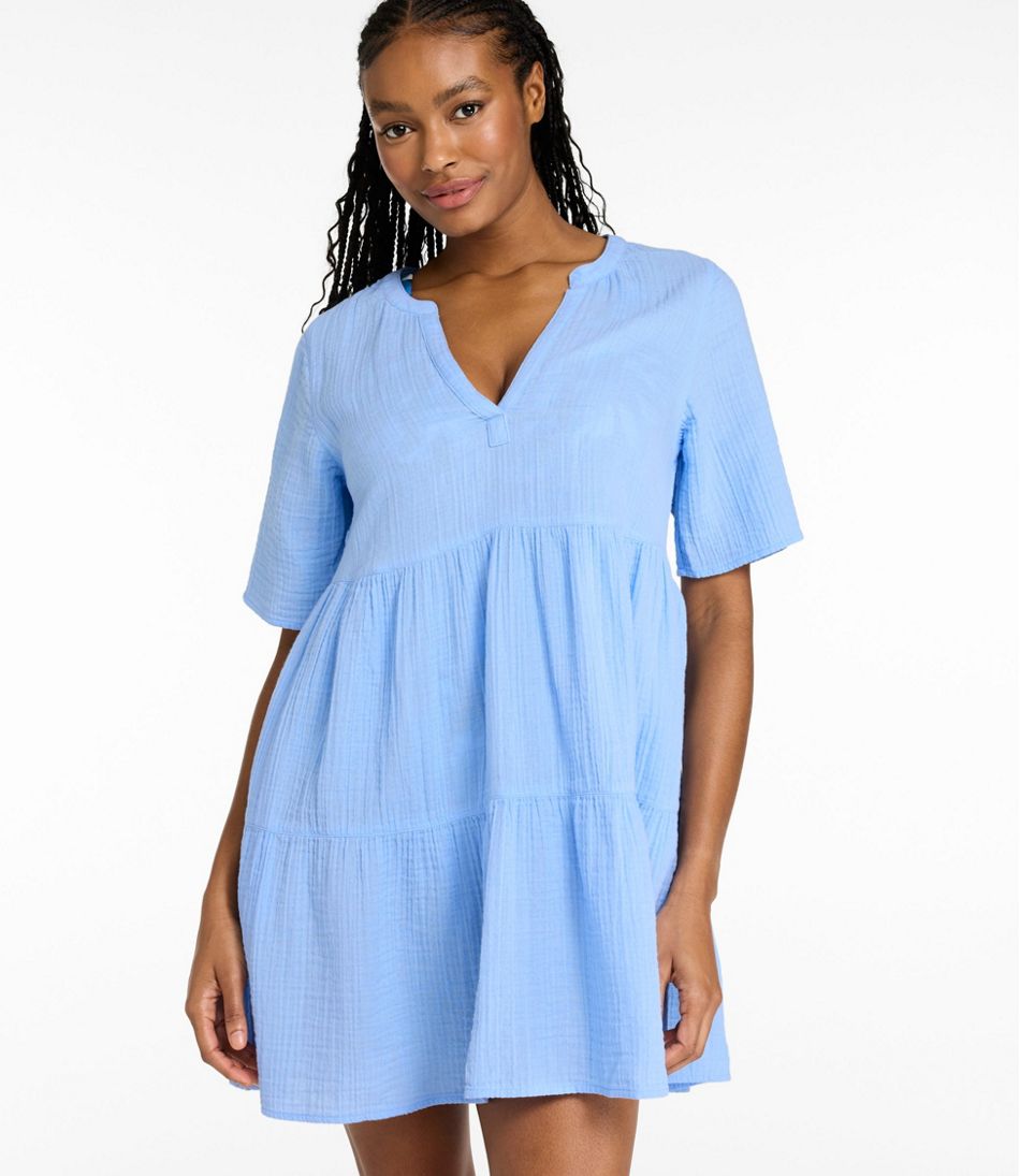L.L.BeanWomen's Cloud Gauze Cover-Up Tiered Dress, Print