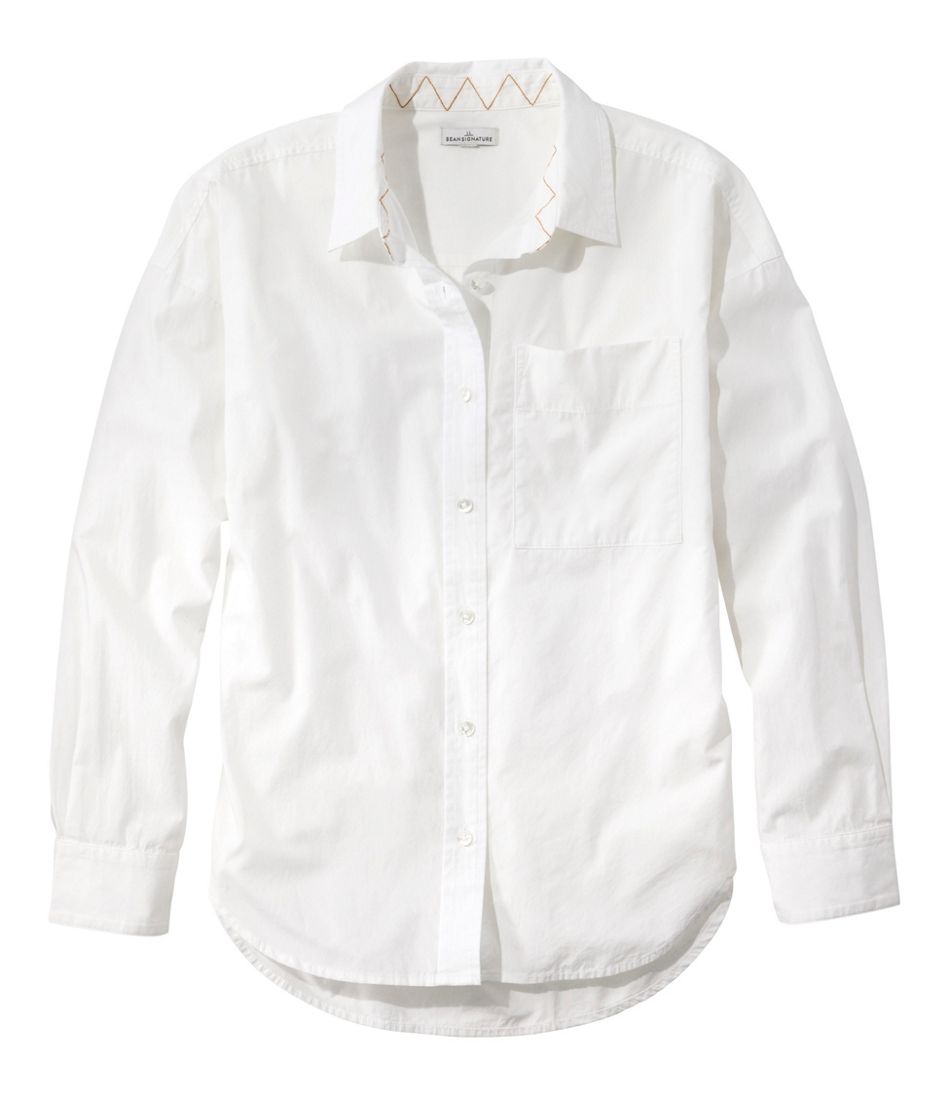L.L.BeanWomen's Signature Premium Essential Poplin Shirt, Long-Sleeve