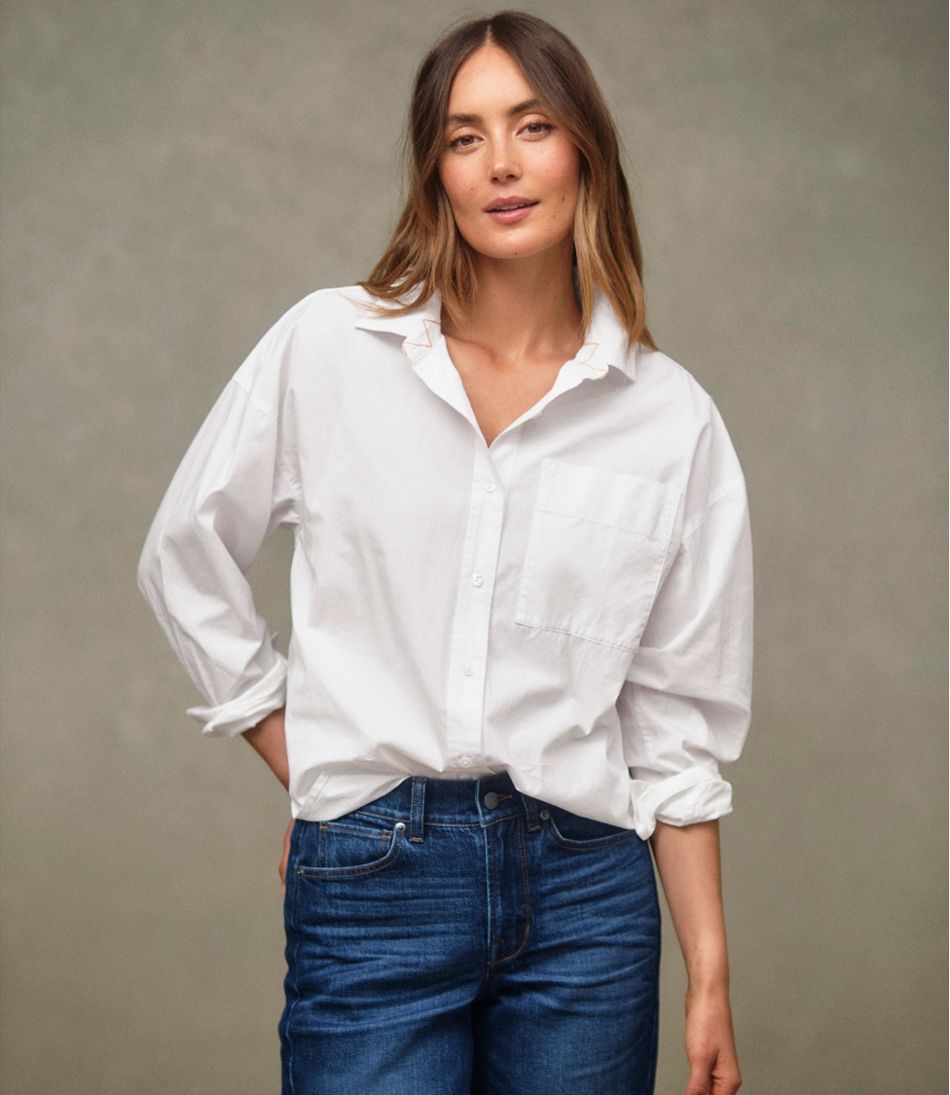 L.L.BeanWomen's Signature Premium Essential Poplin Shirt, Long-Sleeve