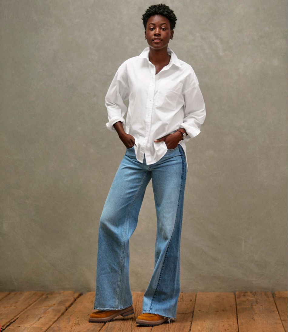 L.L.BeanWomen's Signature Premium Essential Poplin Shirt, Long-Sleeve