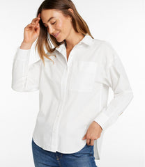 L.L.BeanWomen's Signature Premium Essential Poplin Shirt, Long-Sleeve