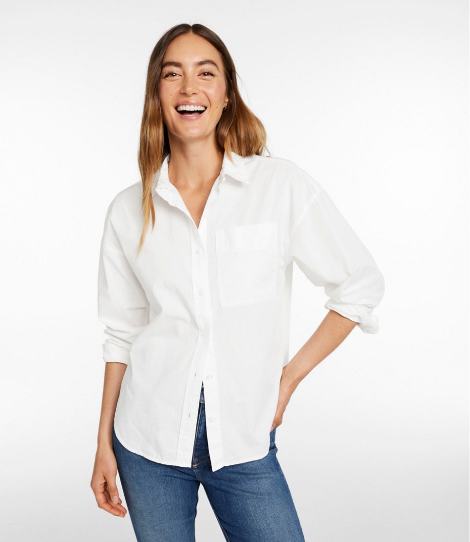 L.L.BeanWomen's Signature Premium Essential Poplin Shirt, Long-Sleeve