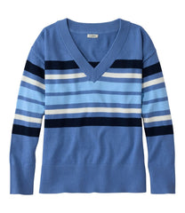 L.L.BeanWomen's Cotton/Cashmere Sweater, V-Neck Stripe