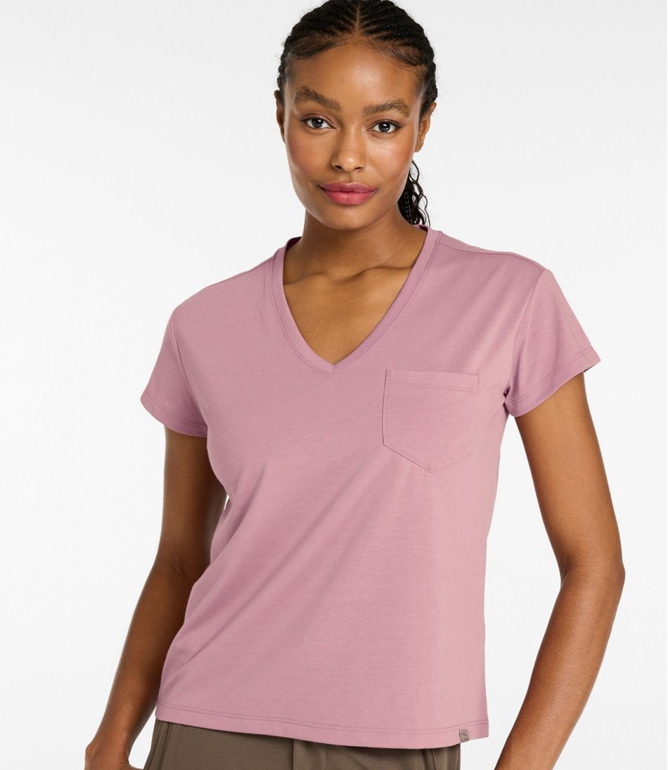 L.L.BeanWomen's Mountainside V-Neck Pocket Tee, Short Sleeve