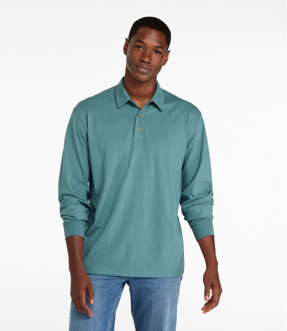L.L.BeanMen's Carefree Unshrinkable Polo, Long-Sleeve, Without Pocket