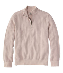 L.L.BeanMen's Sunwashed Textured Cotton Sweater, Herringbone 1/4 Zip