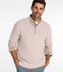 L.L.BeanMen's Sunwashed Textured Cotton Sweater, Herringbone 1/4 Zip