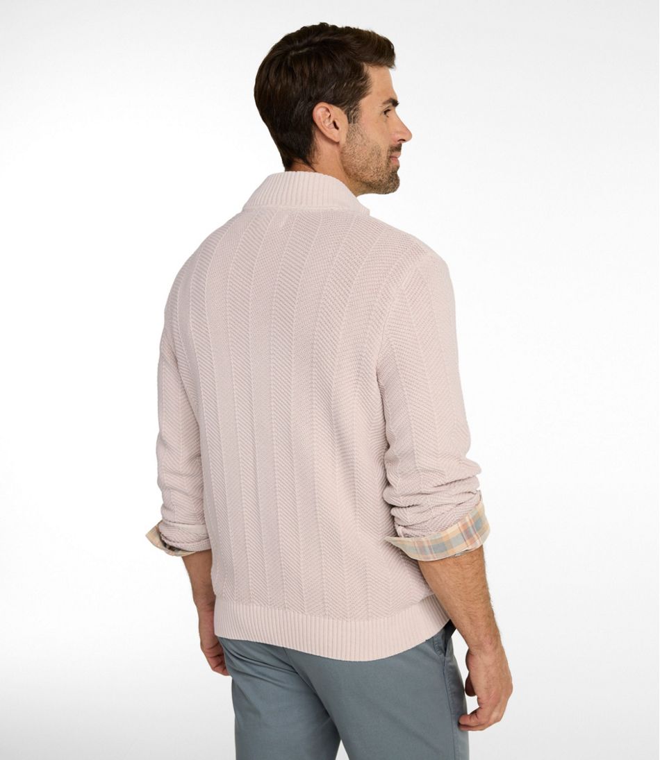 L.L.BeanMen's Sunwashed Textured Cotton Sweater, Herringbone 1/4 Zip