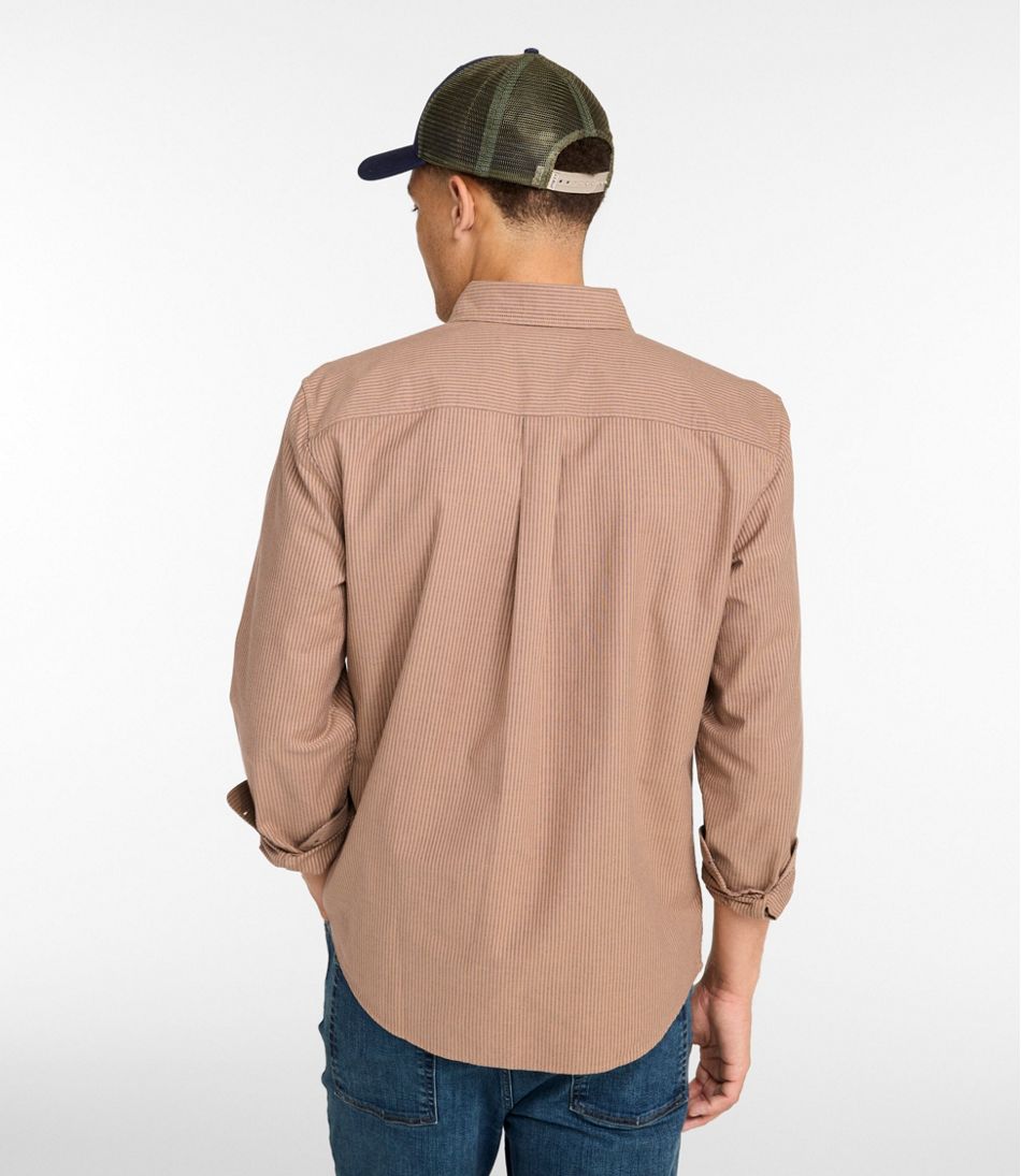 L.L.BeanMen's Sunwashed Oxford Shirt, Slightly Fitted Untucked Fit, Stripe