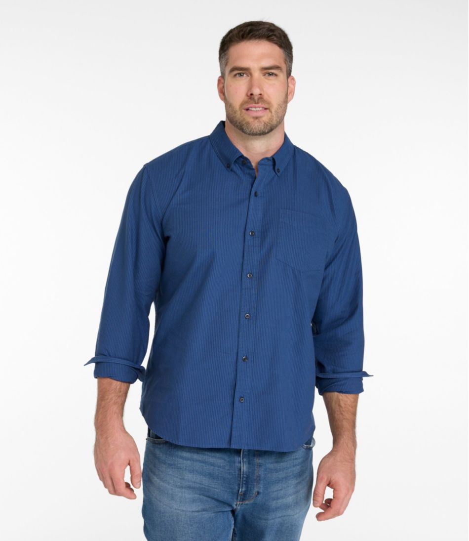 L.L.BeanMen's Sunwashed Oxford Shirt, Slightly Fitted Untucked Fit, Stripe